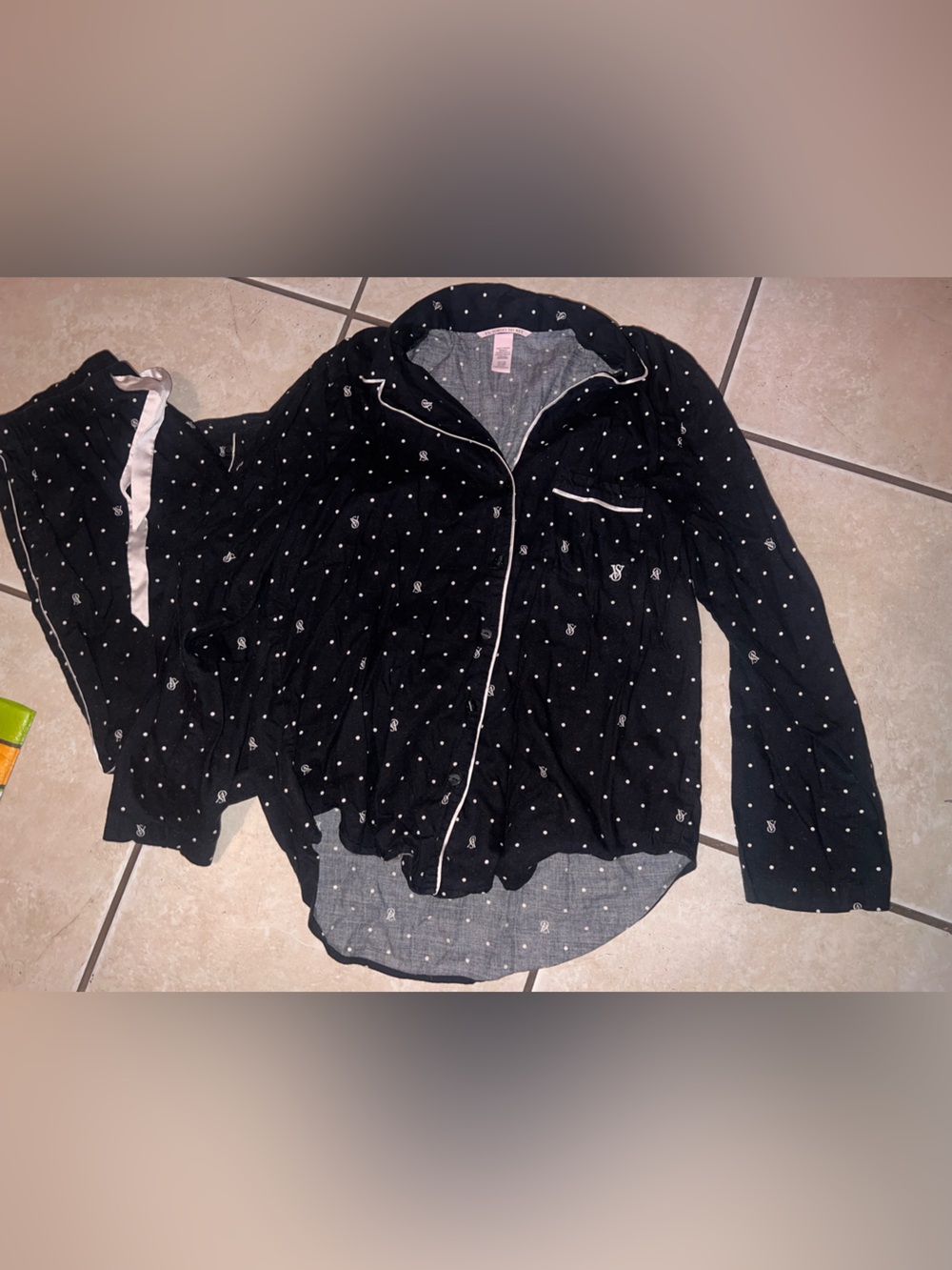 Victoria's Secret Black Polka Dot Pijama Set